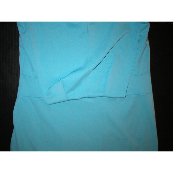New Ann Taylor Dress Matte Jersey Aqua Light Blue Womens 0 Back Drape Sleeveless - Picture 9 of 9